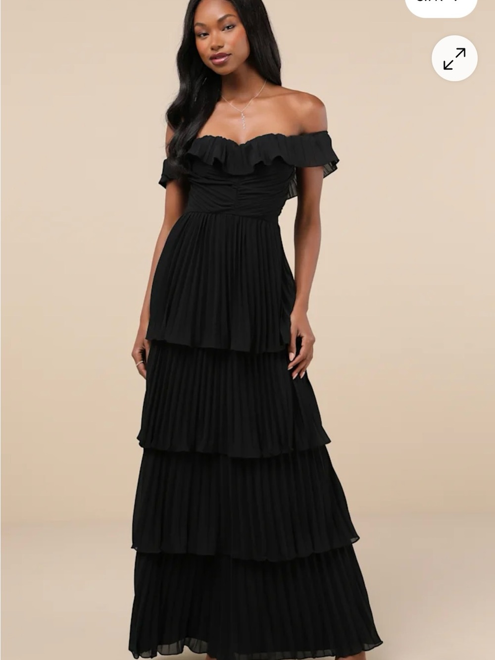 Lulu's Black Off-Shoulder Ruffle Tiered Maxi Dress